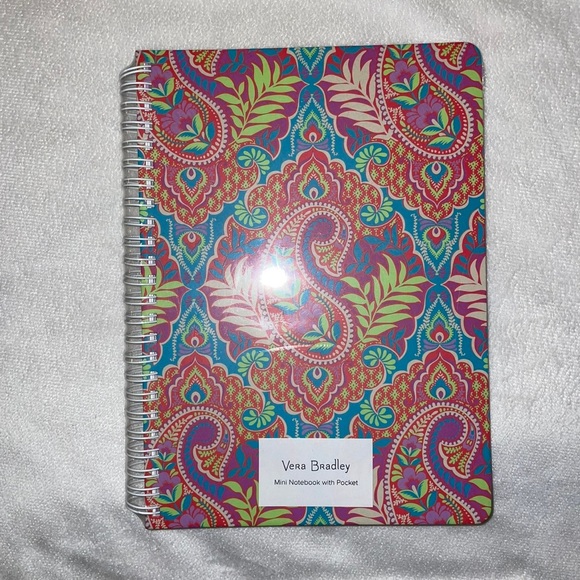 New! Vera Bradley Mini Notebook W/Pocket Paisley in Paradise💙🧡160 pages🍃 - Picture 8 of 14